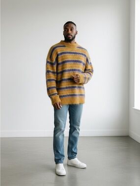 Marni Yellow gold and purple Cowl Neck Sweater mohair Sz 48 M new